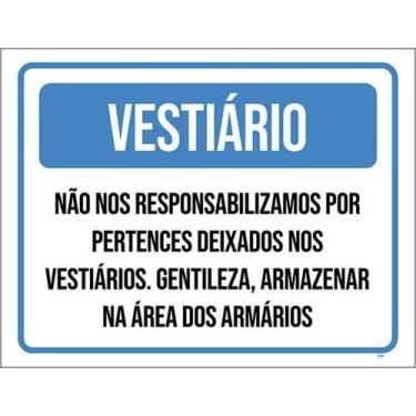 Imagem de Kit 3 Placas Vestiário Responsabilizamos Pertences - Sinalizo