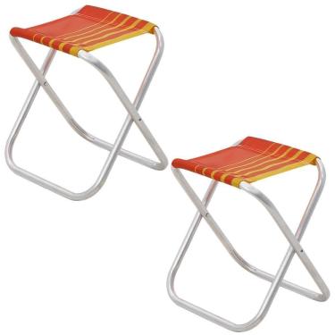 Imagem de Kit 02 Banquetas de Praia Tramontina Fiji em Alumínio com Assento Laranja e Amarelo 92900301