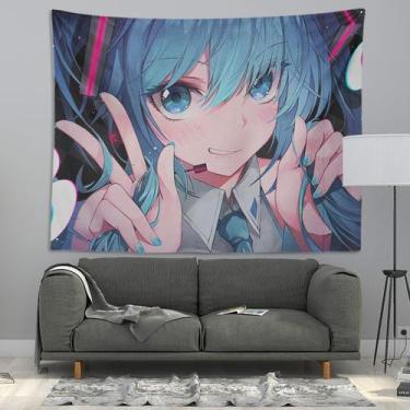 Imagem de Tapeçaria para pendurar na parede Hatsune Miku Anime 100x150cm poliést