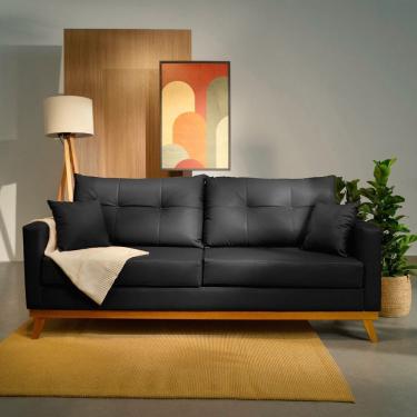 Imagem de Sofá 2 Lugares 180cm Soul Cabecasa Madeiraoriginals Courino Preto