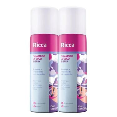 Imagem de Kit 2 Shampoo A Seco Ricca De Bolso Remove Oleosidade Berry 50ml