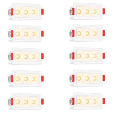 Imagem de 10 Mini Spot Downlight Triplo Embutir Pontual Led Sala Bet90 - Acende 