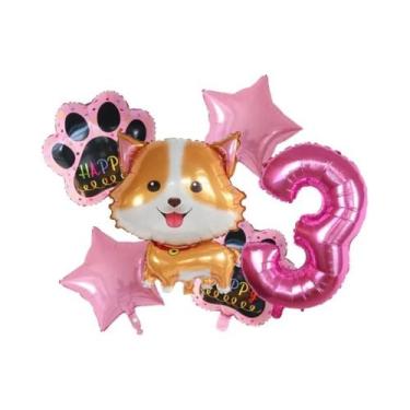 Imagem de Balões De Hélio Corgi Husky 6pcs, Decoração De Festa De Aniversário E 