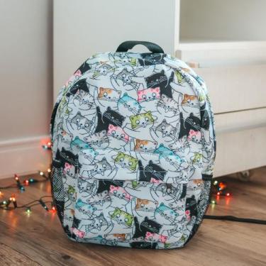 Imagem de Mochila Gatos Colorida Resistente Estampa Moderna - Antro Bag
