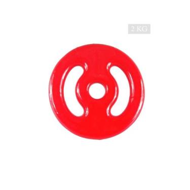 Imagem de Anilha 2kg Emborrachada PVC Furo Standard - Rythmoon, Vermelho