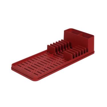 Imagem de Escorredor de Pia Coza Single com Tapete 42,2 x 17,4 x 9,4 cm, Vermelh