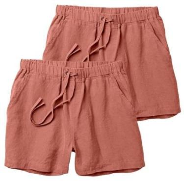 Imagem de Kit 2 Shorts Linho Premium Bermuda Masculina Moda Praia Luxo-Masculino