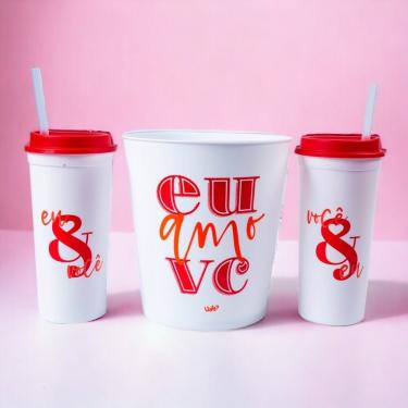 Imagem de Kit Pipoca Com 2 Copos E Balde - Eu Amo Você