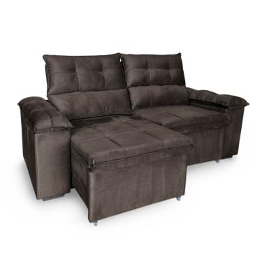Imagem de Sofá Retrátil E Reclinável 3 Lugares Verona 2,50m - élpis Móveis Veludo Marrom