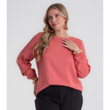 Imagem de Blusa Manga Longa Viscose Plus Size Secret Glam Laranja, Plus G2, Lara
