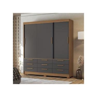 Imagem de Guarda-roupa Casal 194,40 3 Pt 9 Gv Dante Estilo Mm Jatoba/grafitte, J
