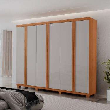 Imagem de Guarda Roupa Casal Ortiz MDF 6 Portas e 2 Gavetas com Pes Moderna Mobilia