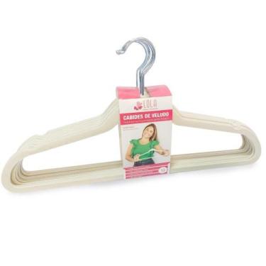 Imagem de Cabide de Veludo Adulto 45cm Bege - 10 pecas - LOLADECOR