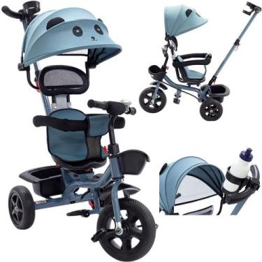 Imagem de Triciclo com Empurrador Infantil Carrinho 2 em 1 Passeio com Capota So