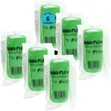 Imagem de Atadura 10cm Verde Band-Flex Autoadesiva Para Animais Farex Kit Com 6