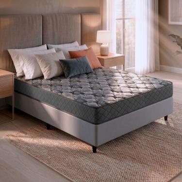 Imagem de Conjunto Base Box Casal Prince Com Colchão Hellen 138x188 Cinza