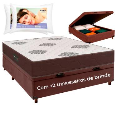 Imagem de Kit Cama Box Bau + Colchão Casal Inova D45 e 2 Travesseiros Ortobom