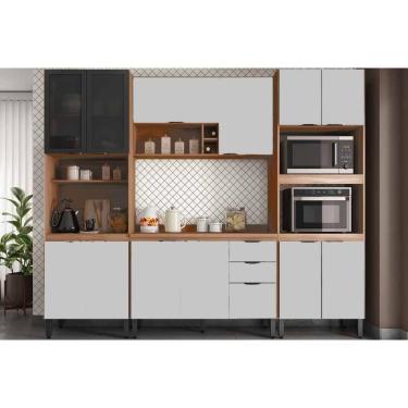 Imagem de Cozinha Completa Firenze 13 Portas 2 Gavetas MDF 120cm Nude com Tampo MDP 4 Módulos Fosco