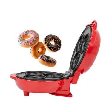 Imagem de Máquina de Mini Donuts Elétrica 110V Vermelha 500W  3 Formas Antiadere