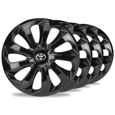 Imagem de Jogo 4 Calotas Velox Aro 14 Preta Toyota Corolla Etios Yaris - Elitte