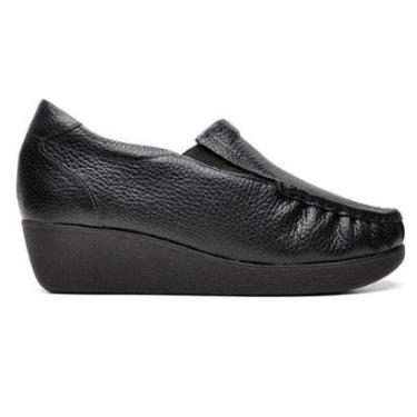 Imagem de Sapato Mocassim Anabela Usaflex Couro 5743PL082 Elástico-Feminino