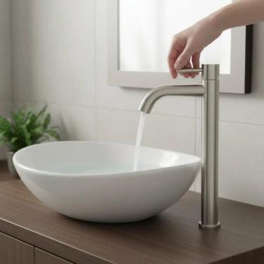 Imagem de Torneira Lopazzi 30cm Clean Baixa Cuba Banheiro Cozinha Inox Escovado