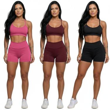 Imagem de KIT 3 Conjunto Top Alça Fina Sem Bojo e Short Suplex Bella Fiore Trein