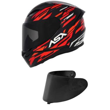 Imagem de Capacete Asx City Arrow Preto Vermelho e Branco Mais Viseira Fumê-Masculino