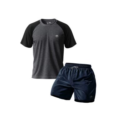Imagem de Conjunto Camiseta Dry Masculina Raglan E Short Mauricinho Academia Verão Praia Básico-M...