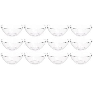 Imagem de Kit 12 Tigelas 2,3L Transparente Travessa Redonda Servir Salada Sobrem
