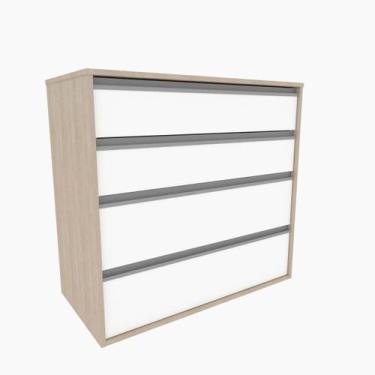 Imagem de Cômoda 4 Gavetas CO19 Nova Mobile 84,7x90x44,7cm Noce e Branco - Emove