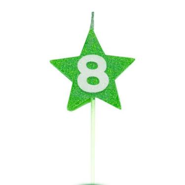 Imagem de Vela de Aniversário Star Verde - Número 8 - Curifest