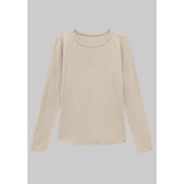 Imagem de Blusa Básica Canelada Manga Longa Lunender 00388, M, Feminino, Creme