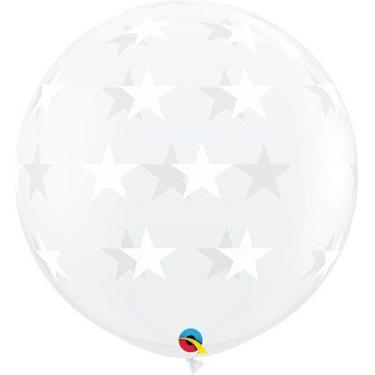 Imagem de Balão látex 3 pés cristal com estrelas - Qualatex