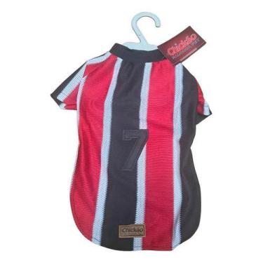 Imagem de Camisa De Time Para Cães Camiseta Verão para Cachorro Vermelho Preto e