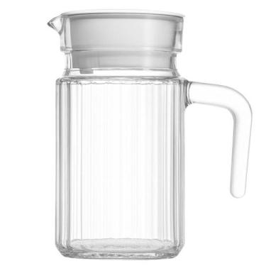 Imagem de Jarra de Vidro Listras C/ Tampa 650ml Bebidas Água Suco - LANTY