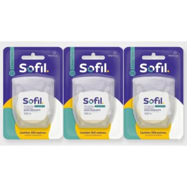 Imagem de Fio Dental Extrafino Encerado Menta Sofil 100m Kit com 3