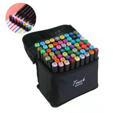 Imagem de Caneta Ponta Dupla Marcador Permanente 60 Cores Kit Conjunto - M&E Sto