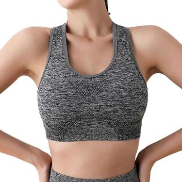 Imagem de Top Hupana Fitness Sem Costura Bojo Removível Alta Compressão, Cinza, 
