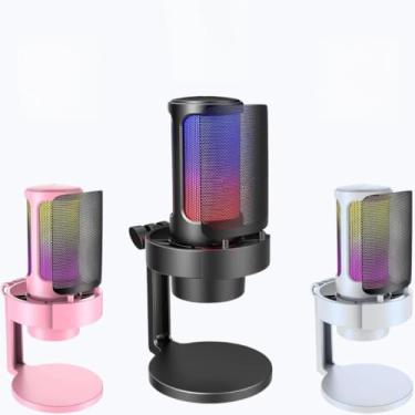 Imagem de Microfone USB Condensador RGB Gamer Cardióide Com Saída P2 Para Fone