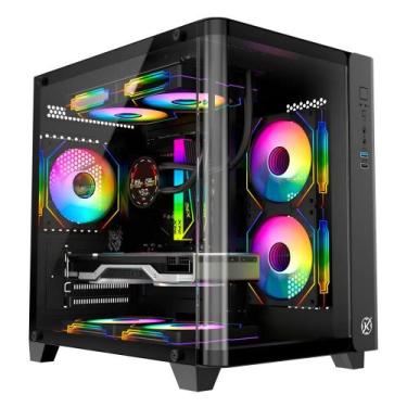 Imagem de Gabinete Gamer Kalkan Midgard Curve Aquário S/Fan S/Fonte Micro-ATX Pa