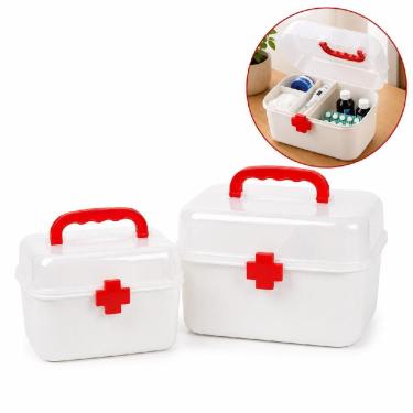 Imagem de Conjunto de Maletas Primeiros Socorros Kit com 2 Organizadoras Grande e Pequena em Polipropileno (PP) para Remédios