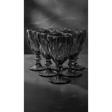 Imagem de Jogo 6 Taças de Vidro Fumê Diamante 310ml - Congratulations Store
