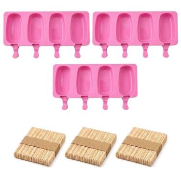 Imagem de Kit 3 Formas de Silicone para Picolé Magnum e Paletas Recheadas + 150 