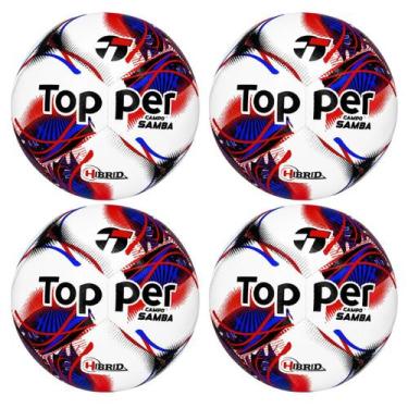 Imagem de 04 Bolas De Futebol Campo Topper Samba Hybrid Costurada á Maquina, Bra