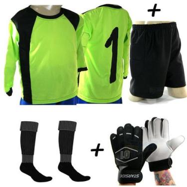 Imagem de Kit Goleiro 4 x 1 Bermuda vrd/pto Infantil - Lince, 14