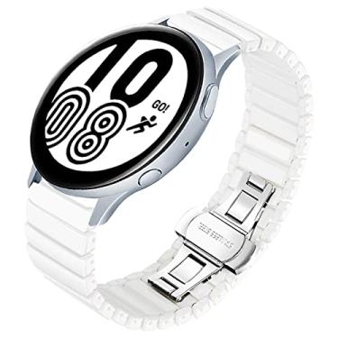 Imagem de MaKTech 22mm Pulseira de Cerâmica Branca com Fecho de Borboleta para Samsung Galaxy Watch 3 45mm/46mm, Huawei Watch 4/3 & GT 4/3 46mm Pro, Amazfit GTR 3/2 (19.6 cm)
