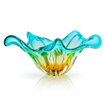 Imagem de Centro De Mesa Em Cristal Murano Verde E Âmbar  São Marcos