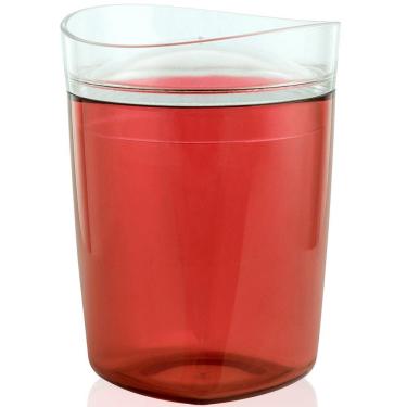 Imagem de Porta Algodão Tule Pote Suporte Para Cotonete Banheiro Pia Vermelho