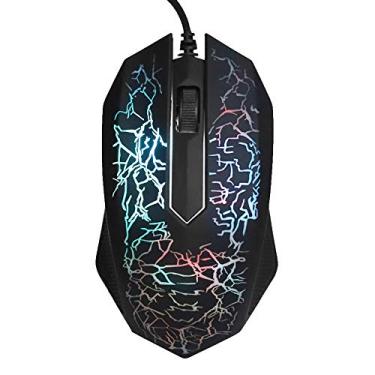 Imagem de Mouse óptico para jogos com fio, interface USB de 2000 DPI Luzes de respiração coloridas, leve e confortável Mouse com fio para jogadores de PC (preto)
